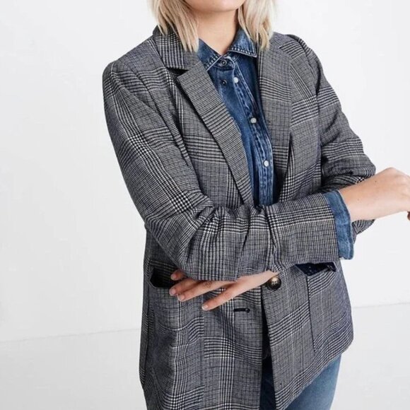 Madewell Dorset Wool Blazer in Blue Plaid Size Medium - Picture 2 of 8